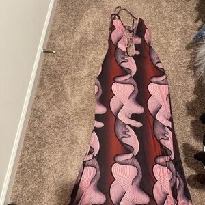 Elegant Pink and Black Maxi Dress